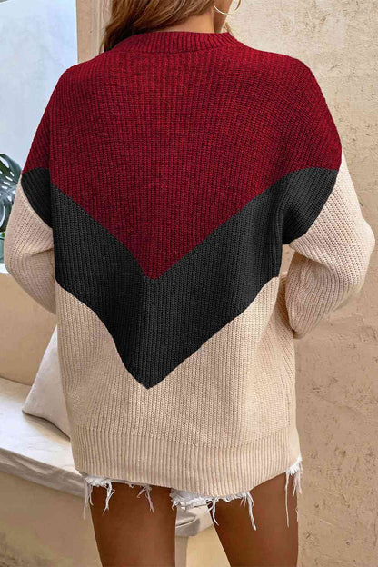 Round Neck Dropped Shoulder Sweater