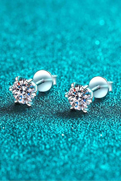 Boucles d'oreilles à tige plaquées rhodium moissanite 1 carat