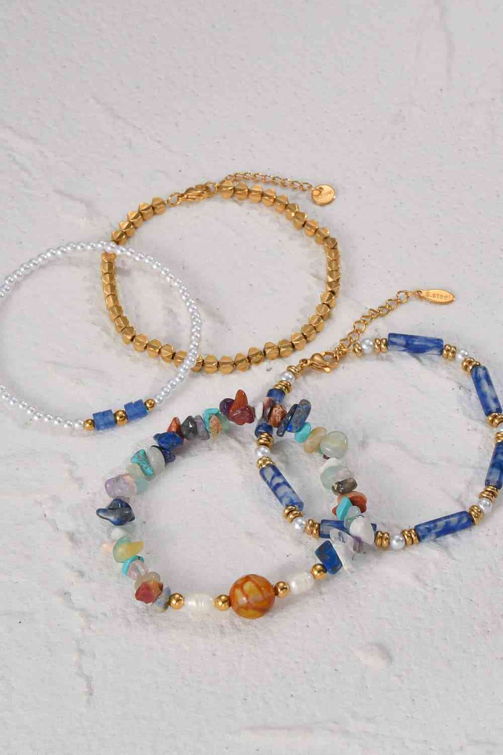 Conjunto de pulsera de acero inoxidable de cuatro piezas