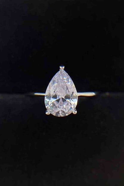 Bague Moissanite classique en forme de larme de 2 carats