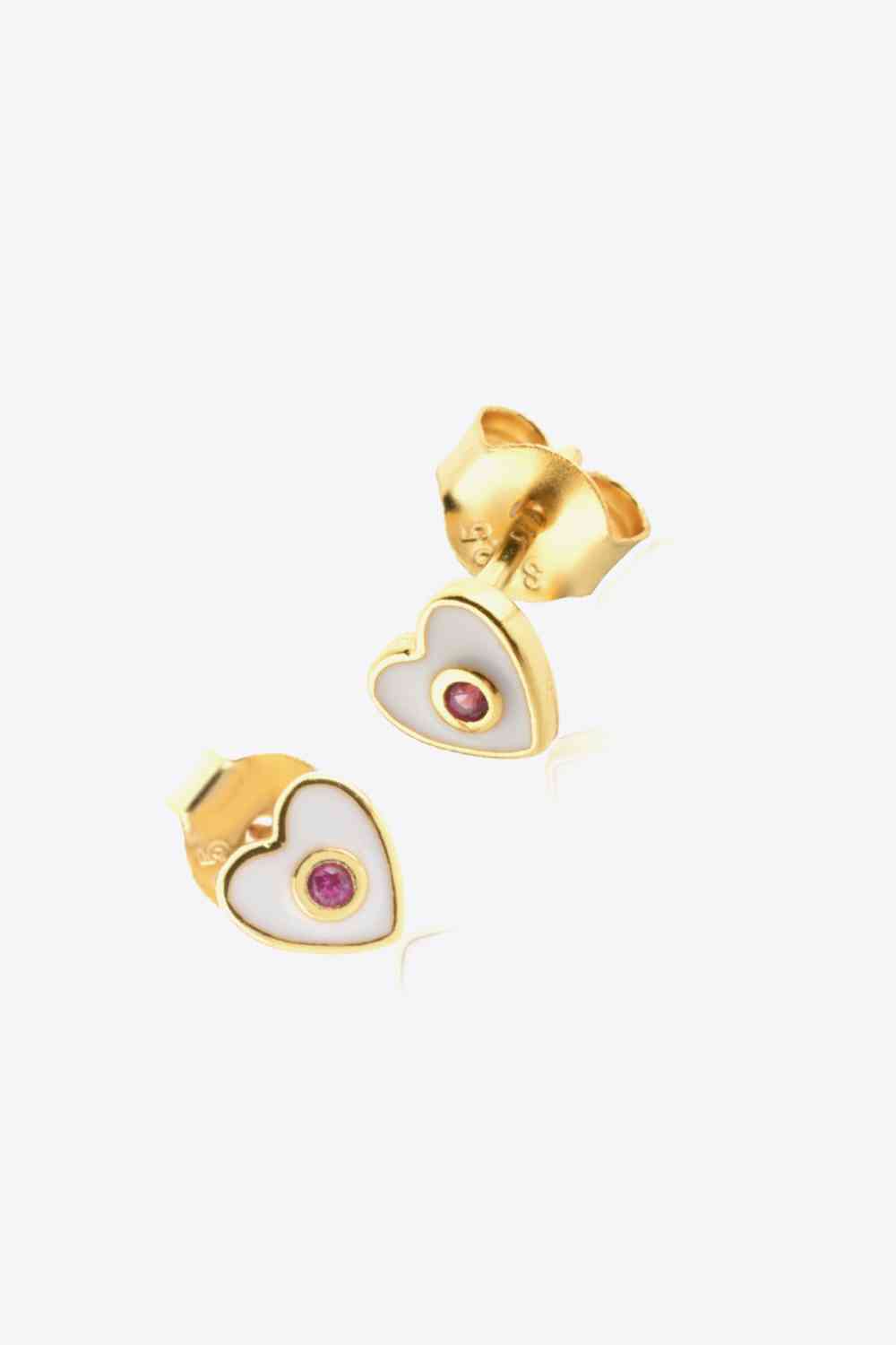 Zircon 925 Sterling Silver Heart Stud Earrings