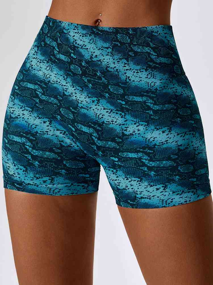 Shorts deportivos con cintura ancha y estampado de leopardo