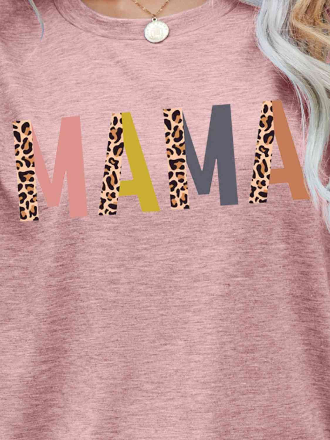 MAMA Camiseta de manga corta con estampado de leopardo