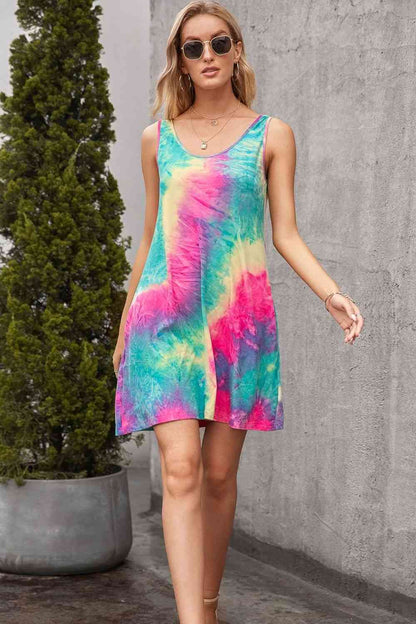 Robe sans manches tie-dye avec poches