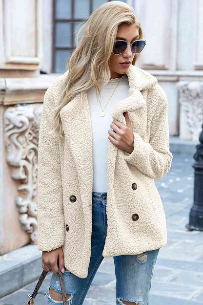 Manteau Sherpa à col à revers pleine taille