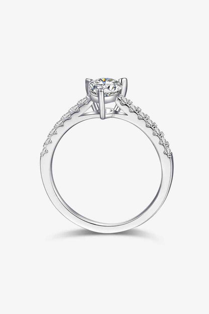 Bague en argent sterling 925 Moissanite 1 Carat avec pierre latérale