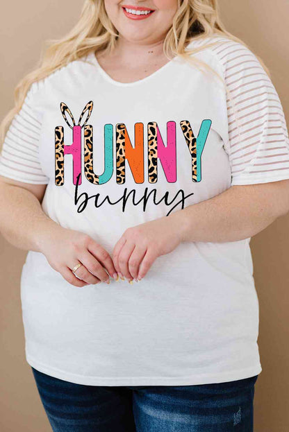 T-shirt rayé graphique HUNNY BUNNY de grande taille