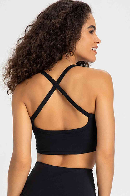 Soutien-gorge de sport à col en V et dos croisé