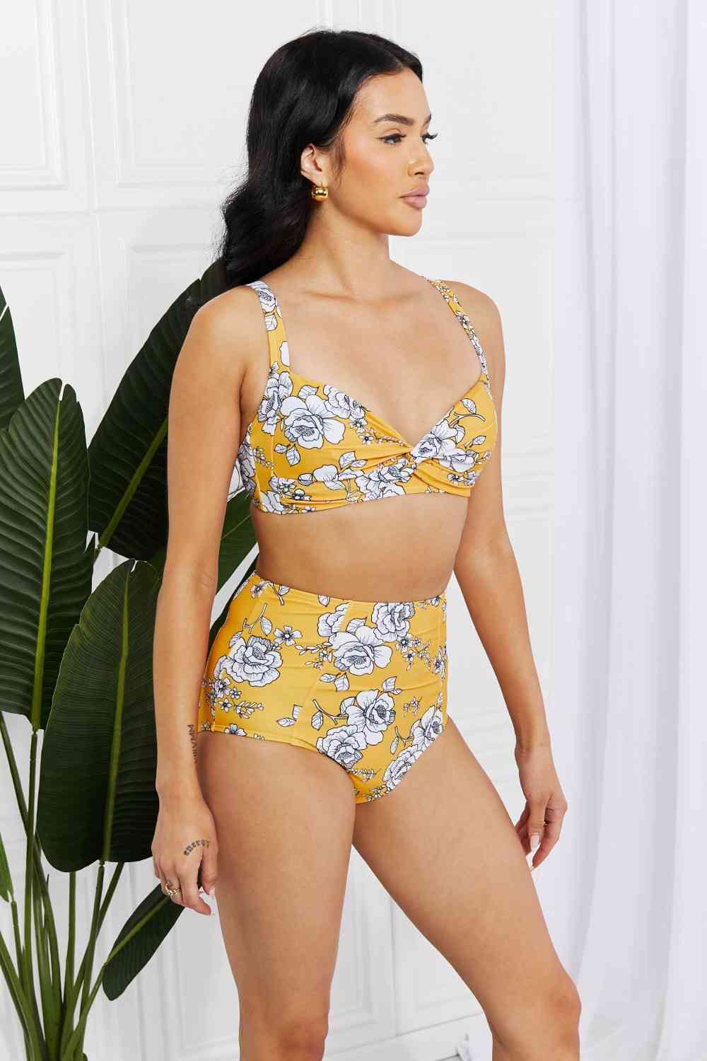 Marina West Swim Take A Dip - Bikini taille haute torsadé - Moutarde