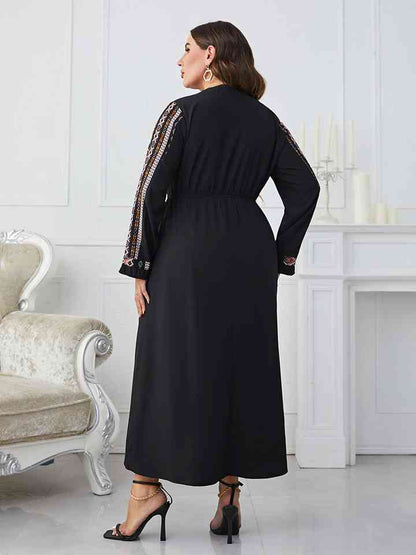 Robe Imprimée à Manches Longues de Grande Taille