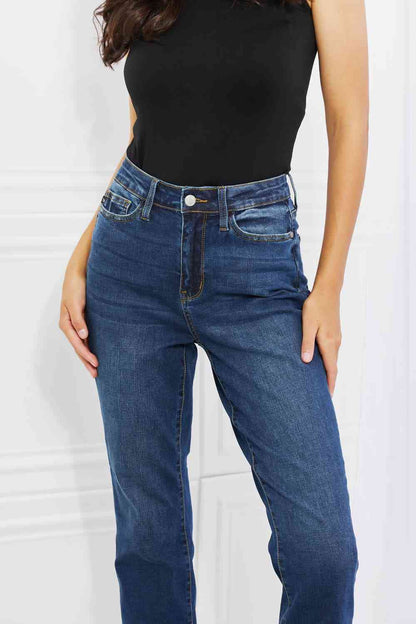 Jean boyfriend taille haute avec revers Judy Blue Crystal