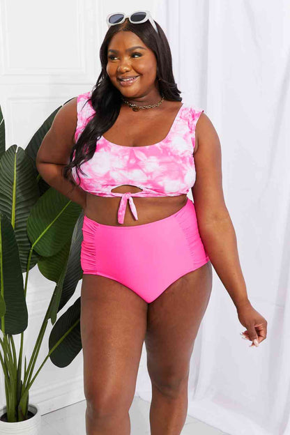 Marina West Swim - Ensemble haut de maillot de bain court Sanibel et bas froncé en rose