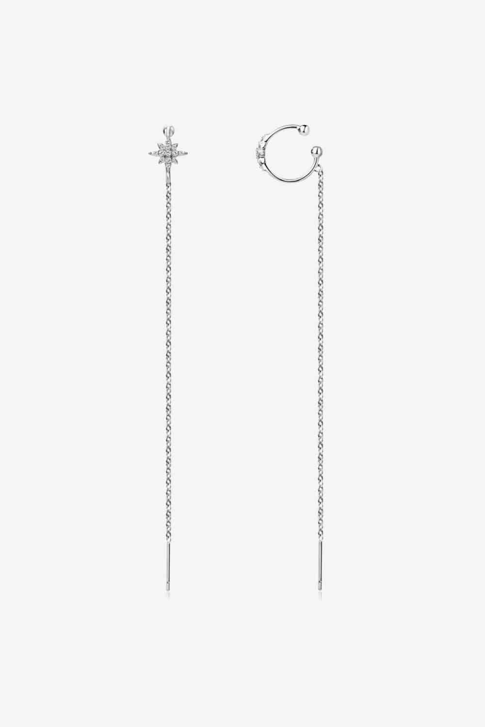 Boucles d'oreilles enfileur en argent sterling 925 Moissanite