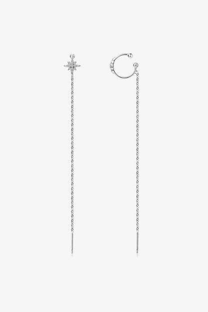 Boucles d'oreilles enfileur en argent sterling 925 Moissanite