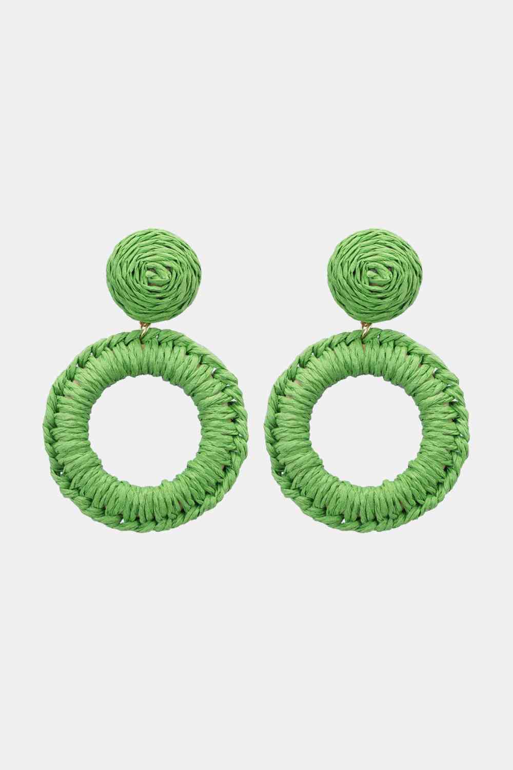 Boucles d'oreilles pendantes en forme d'herbe de raphia de forme ronde