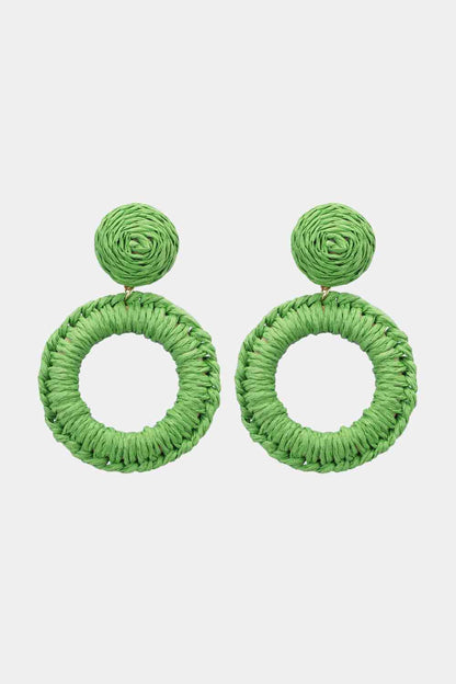 Boucles d'oreilles pendantes en forme d'herbe de raphia de forme ronde