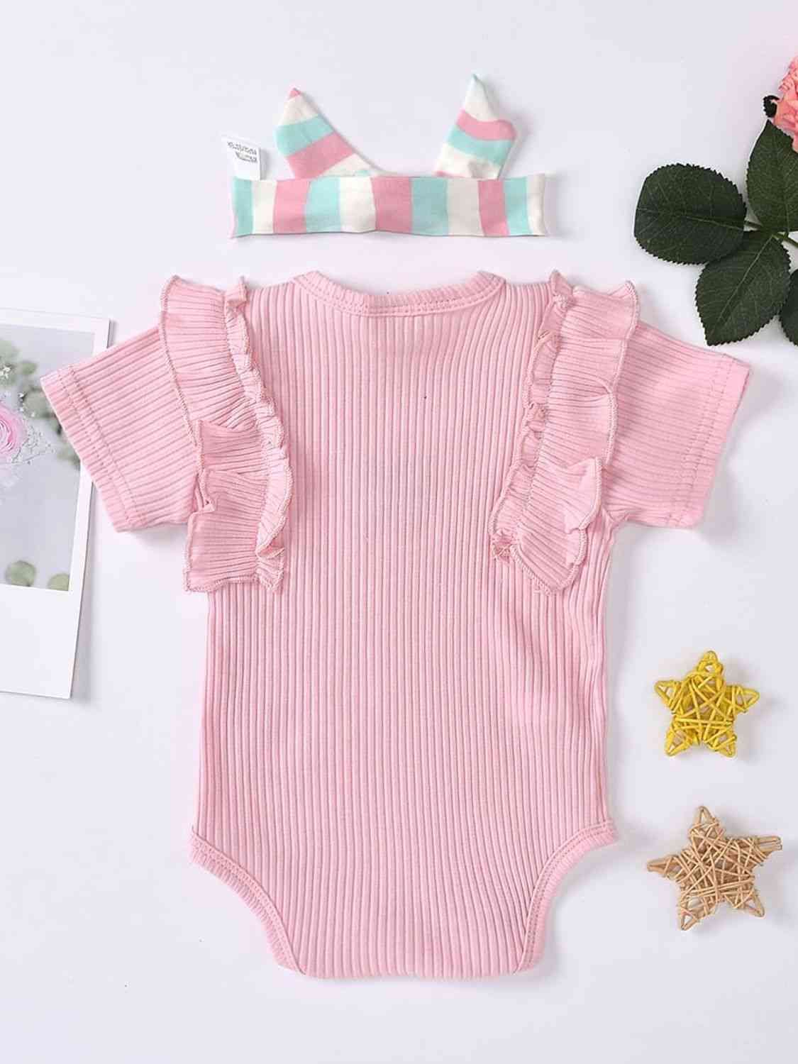 Body à volants avec motif papillon brodé pour bébé fille