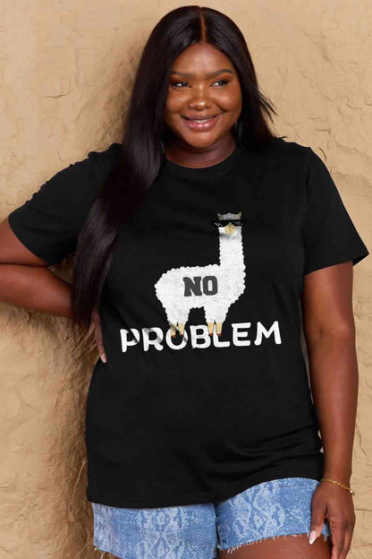 Simply Love T-shirt en coton graphique NO PROBLEM pleine taille