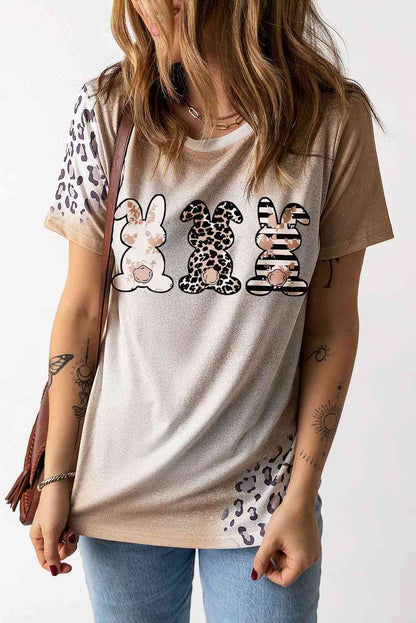 Lapin léopard de Pâques T-shirt graphique