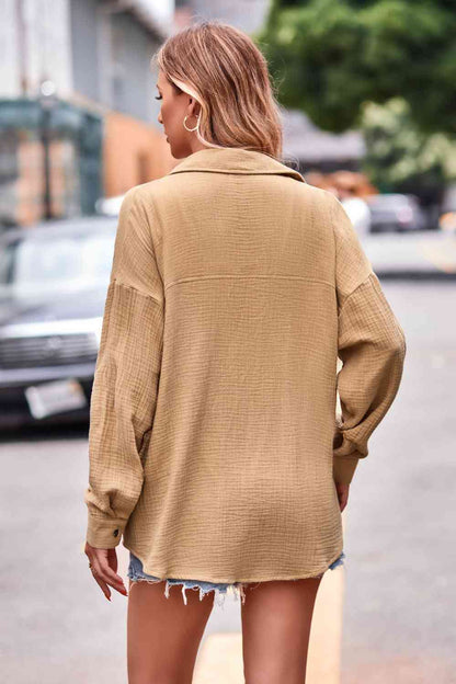 Textured Dropped Shoulder Longline Shirt