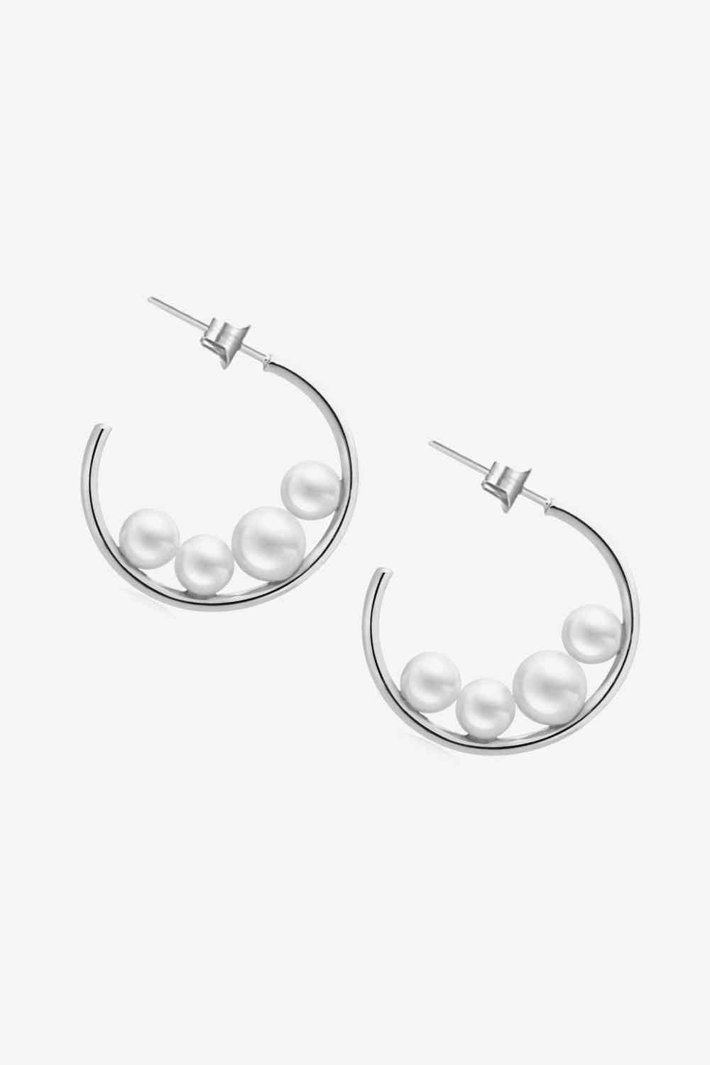 Can't Stop Your Shine Pearl C-Hoop Earrings