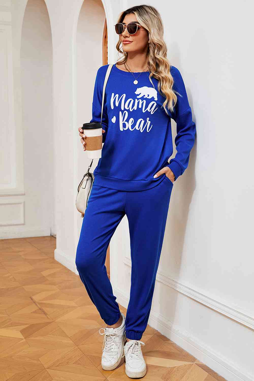 Conjunto de sudadera y pantalón deportivo con gráfico MAMA BEAR