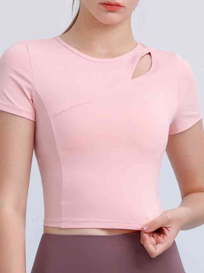 Round Neck Short Sleeve Active Top