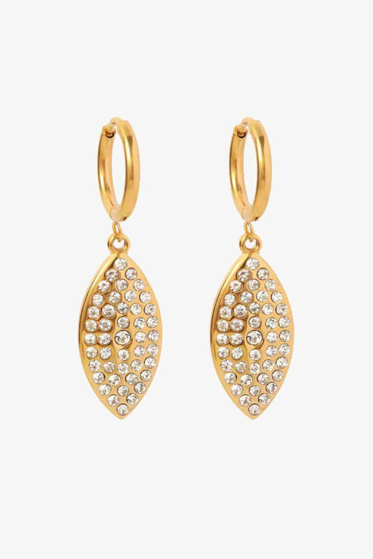 Boucles d'oreilles pendantes en forme de feuille de strass incrustées