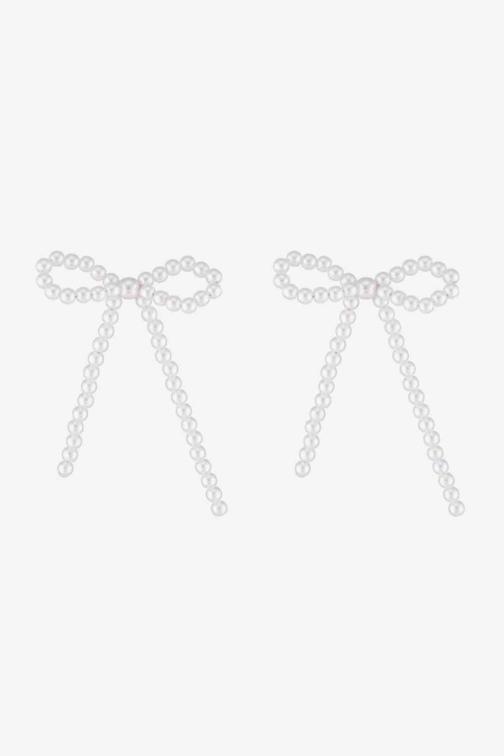 Bow-Shaped Pearl Earrings