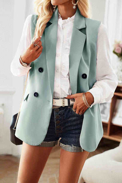 Blazer sin mangas con doble botonadura