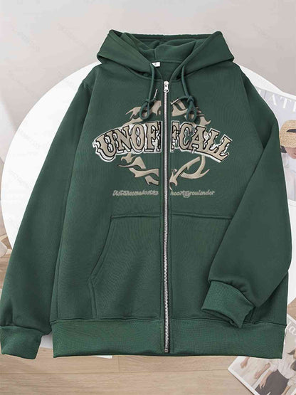 Sudadera con capucha y cordón con estampado de letras y bolsillos