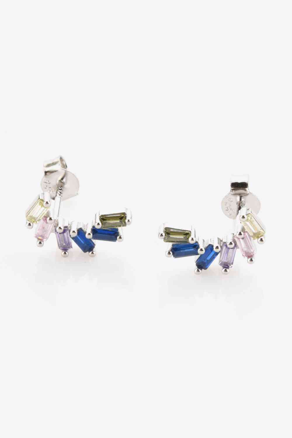 Boucles d'oreilles en argent sterling 925 avec zircons multicolores