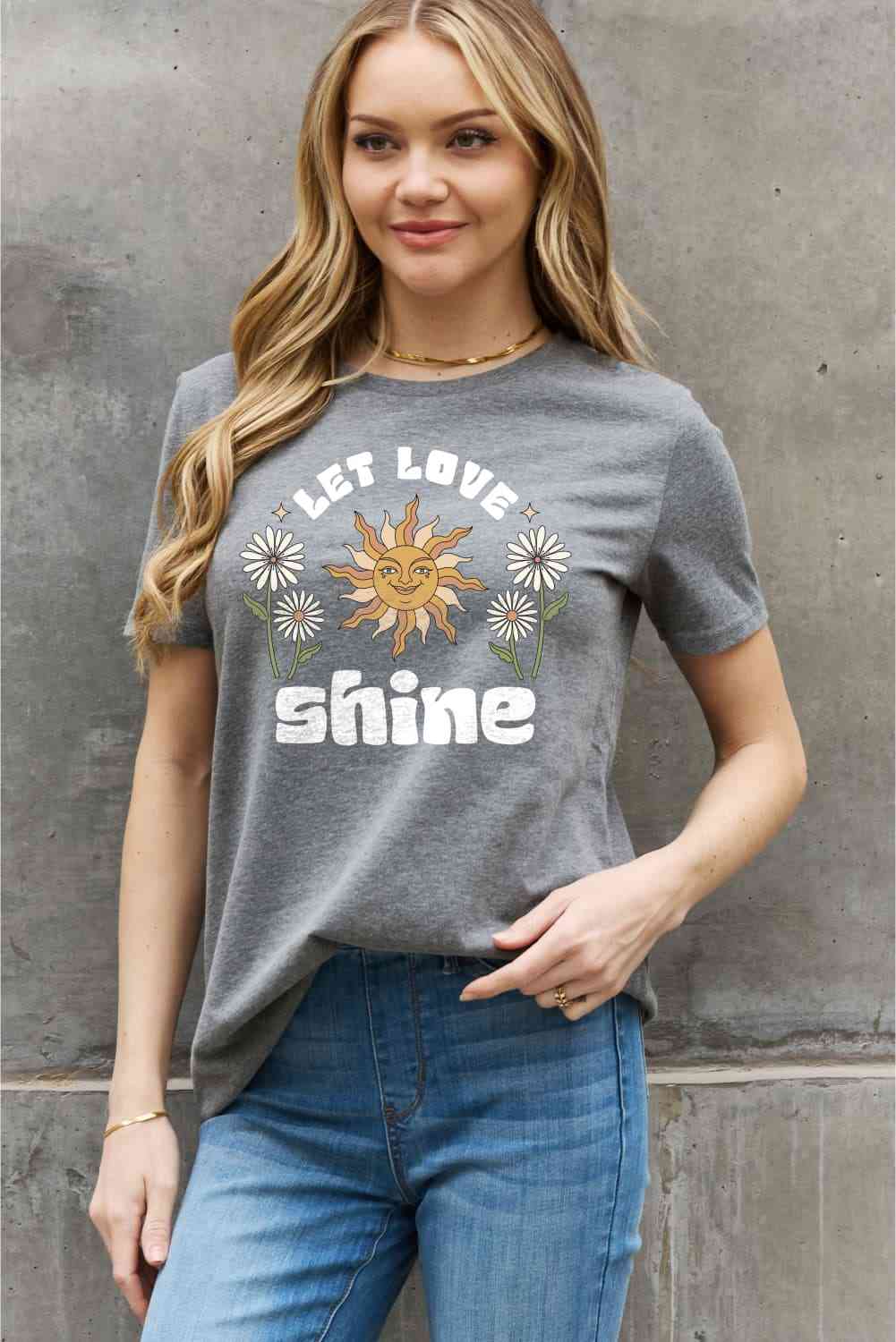 Simply Love T-shirt en coton graphique LET LOVE SHINE pleine taille