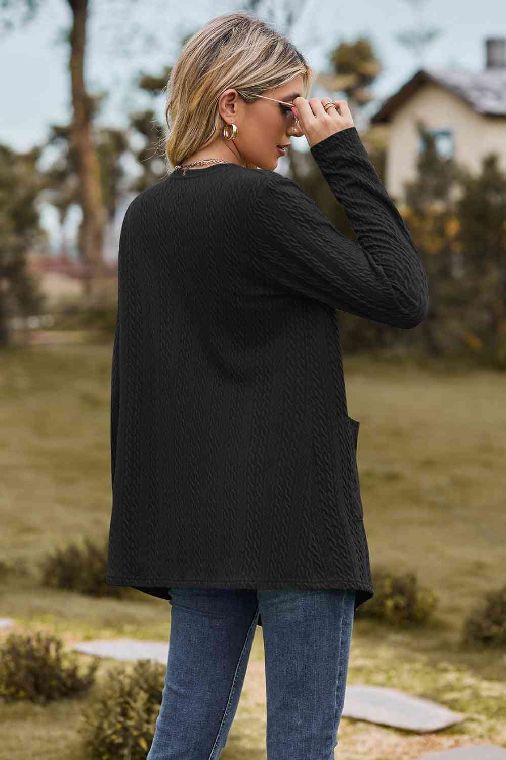 Cardigan à manches longues en tricot torsadé avec poche