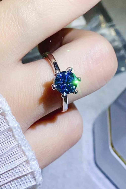 Bague solitaire moissanite à 6 griffes 1 carat