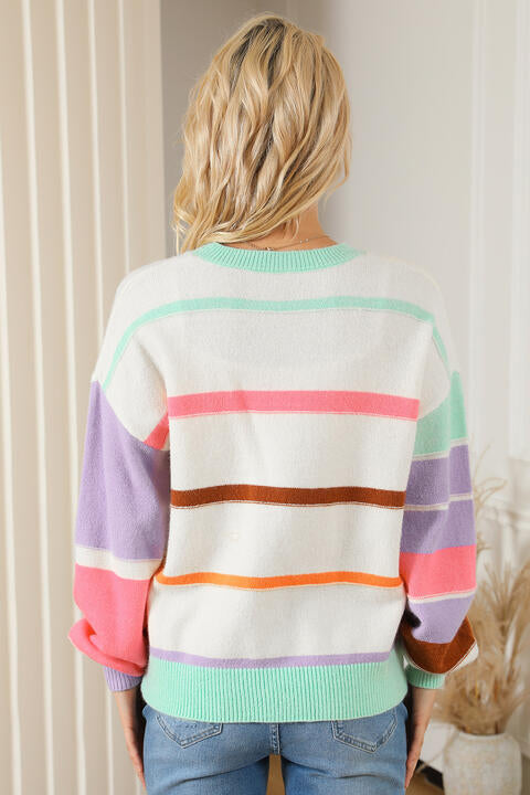 Round Neck Lantern Sleeve Sweater