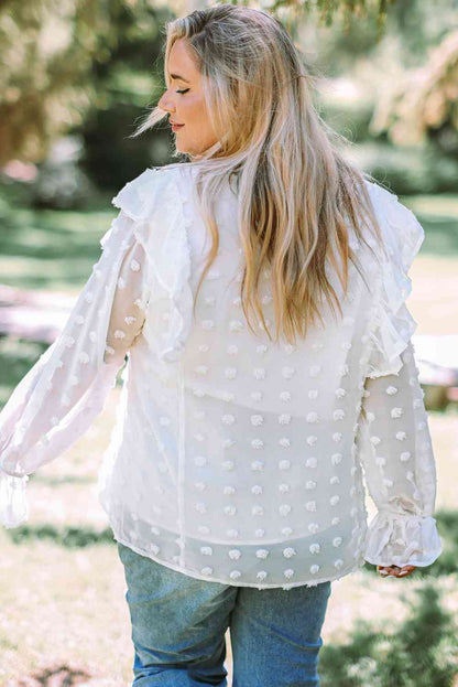 Blouse à Volants à Pois Suisses Grande Taille