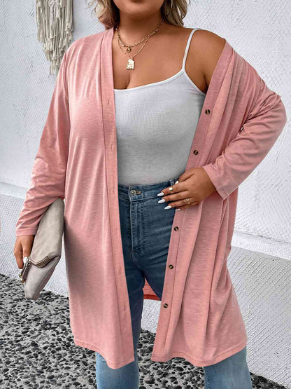 Cardigan Long Boutonné de Grande Taille