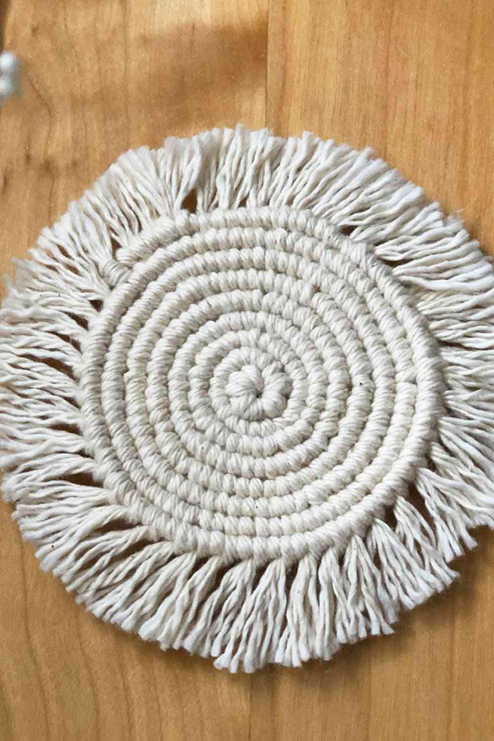 Tapis de tasse rond en macramé 2 pièces