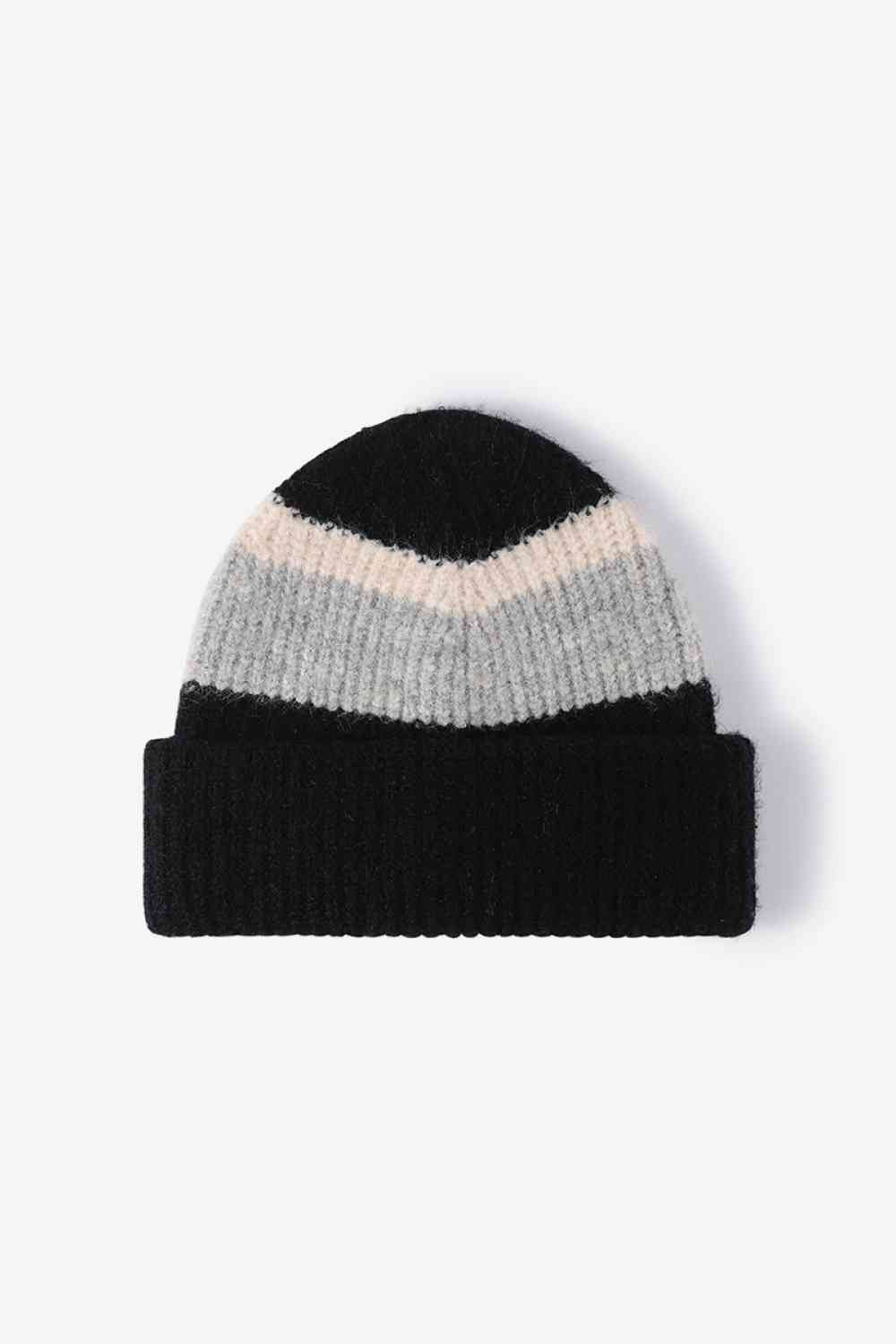 Tricolor Cuffed Knit Beanie