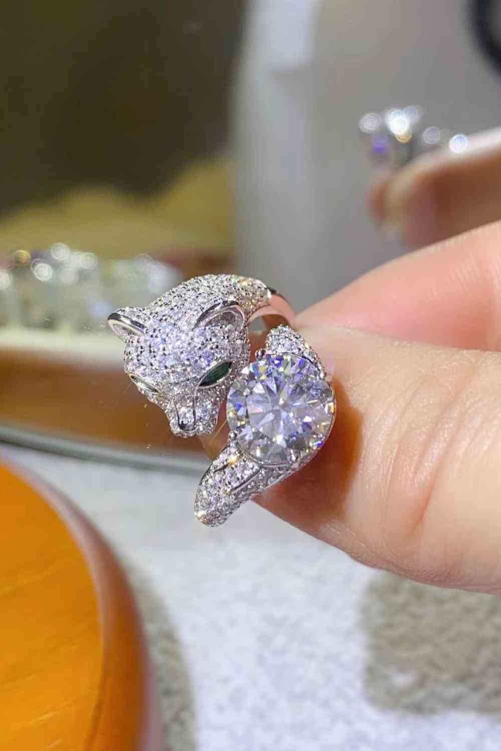 Bague animal réglable en moissanite de 2 carats