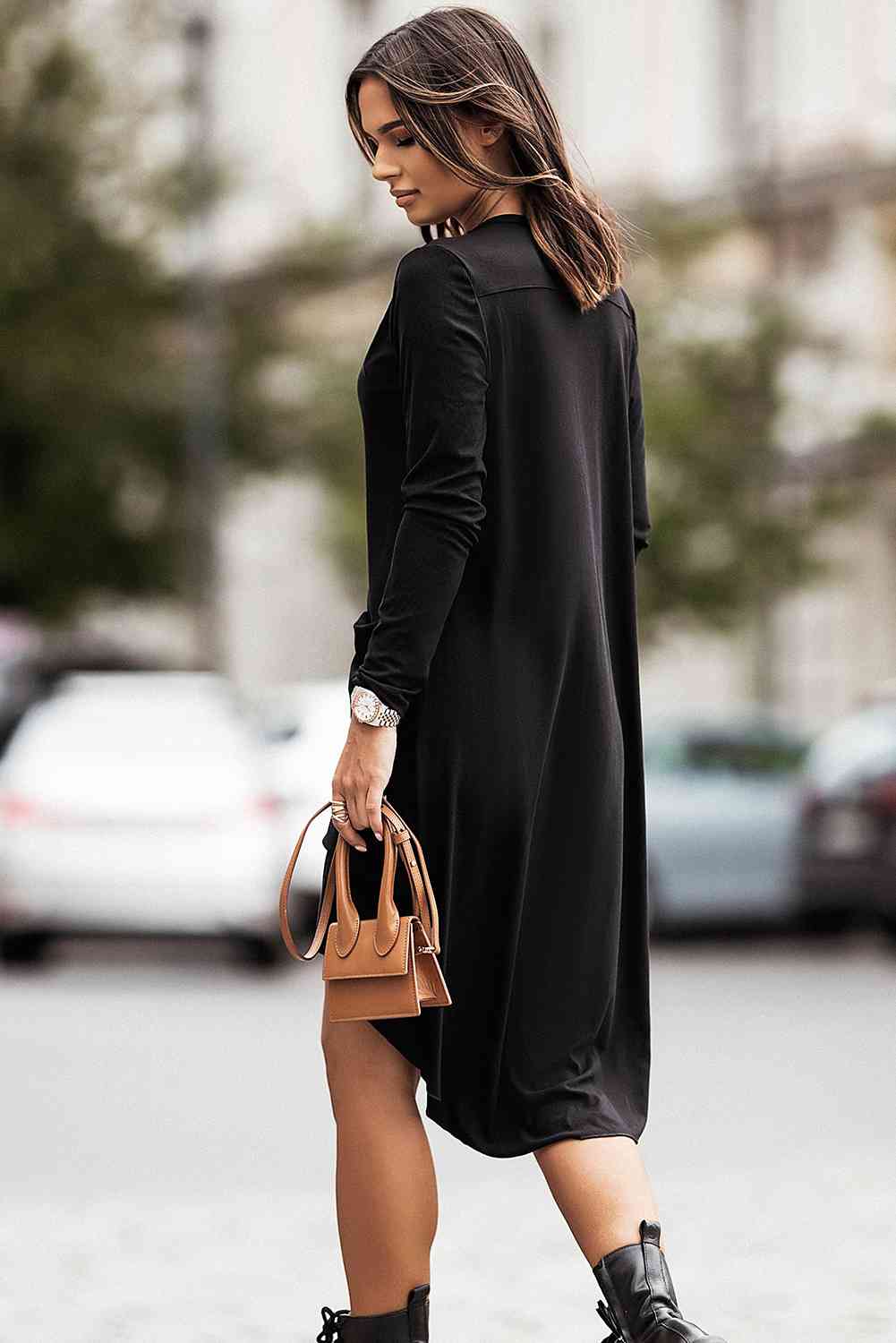 V-Neck Long Sleeve Cardigan with Pocket