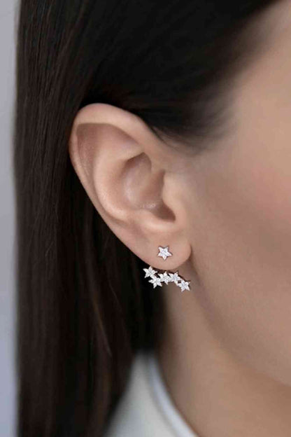 Boucle d'oreille unique en argent sterling 925 avec étoile en zircon