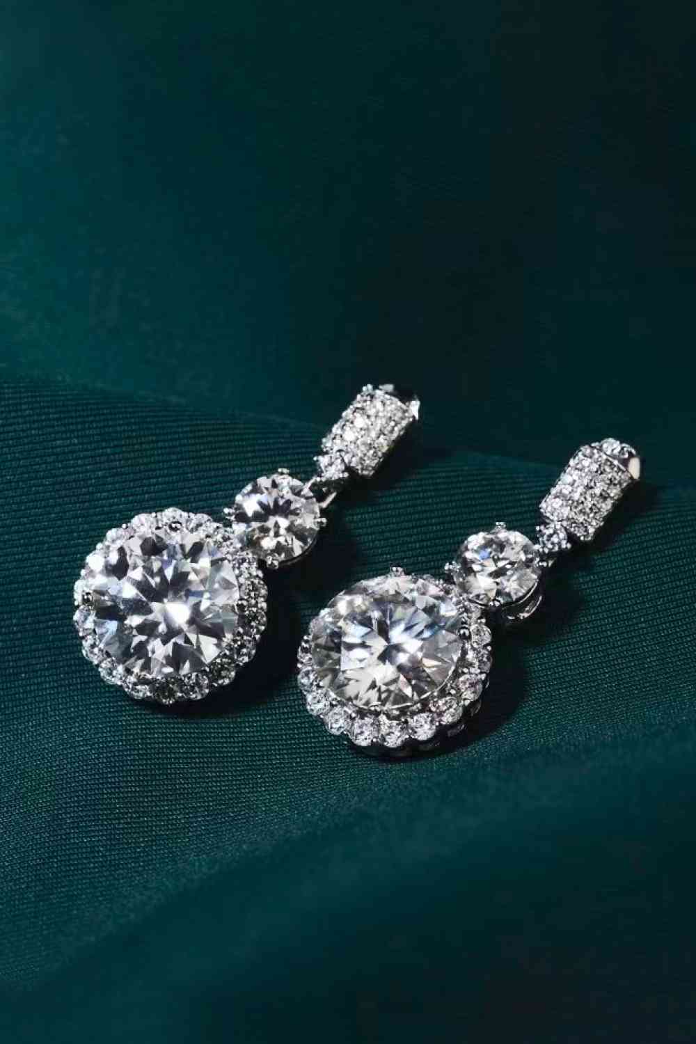 Boucles d'oreilles pendantes plaquées platine moissanite 12 carats