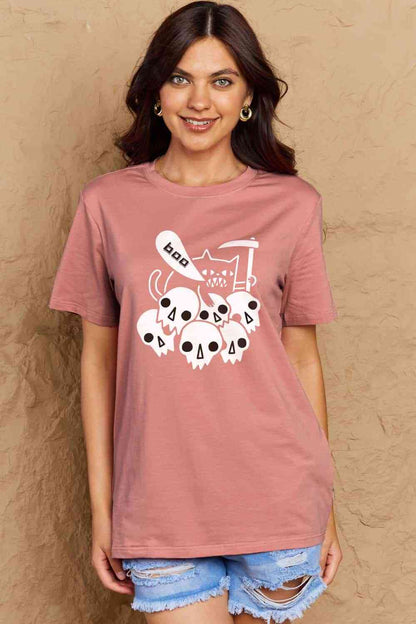 Simply Love T-shirt en coton avec image BOO pleine taille