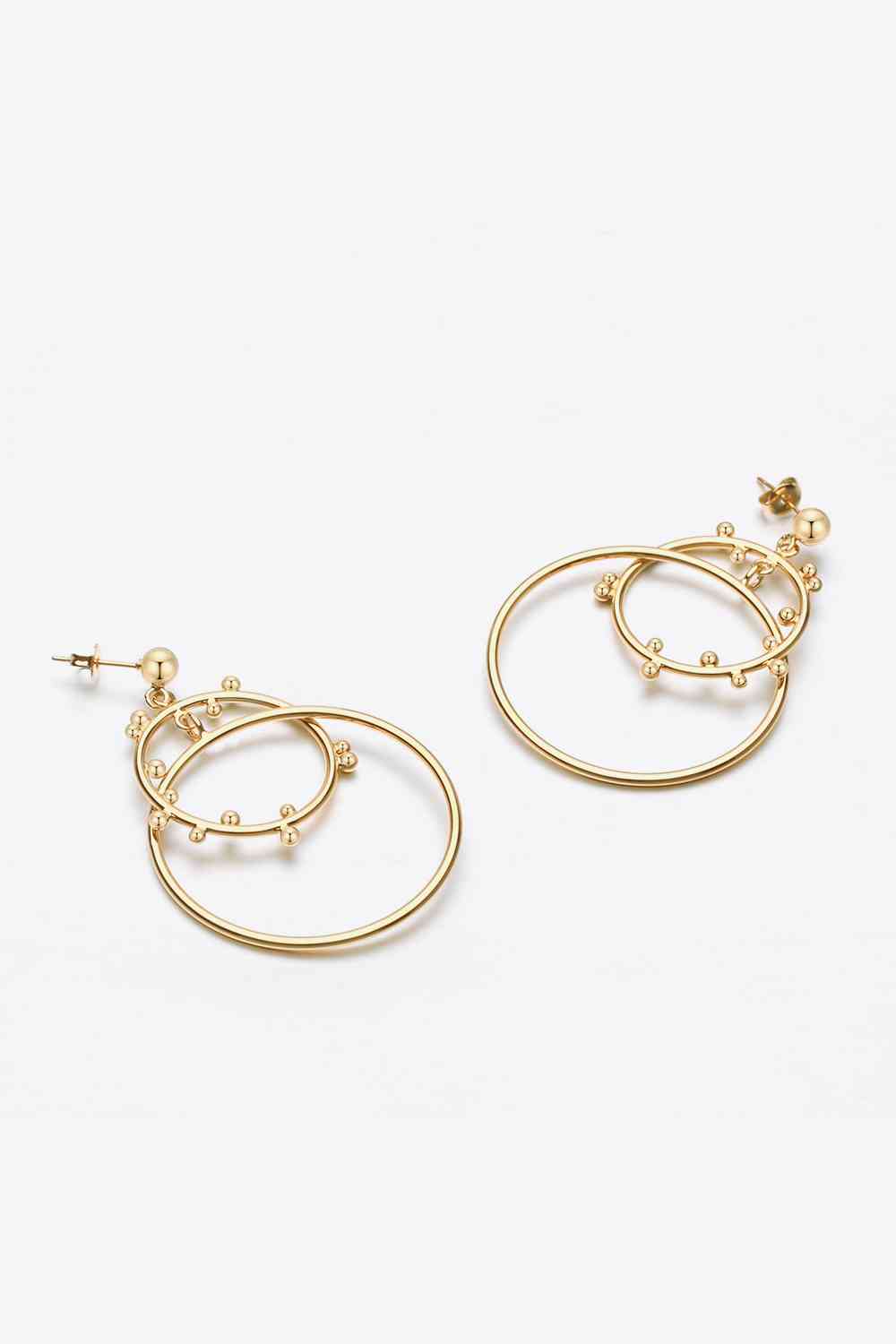 Boucles d'oreilles pendantes doubles créoles plaquées or 18 carats