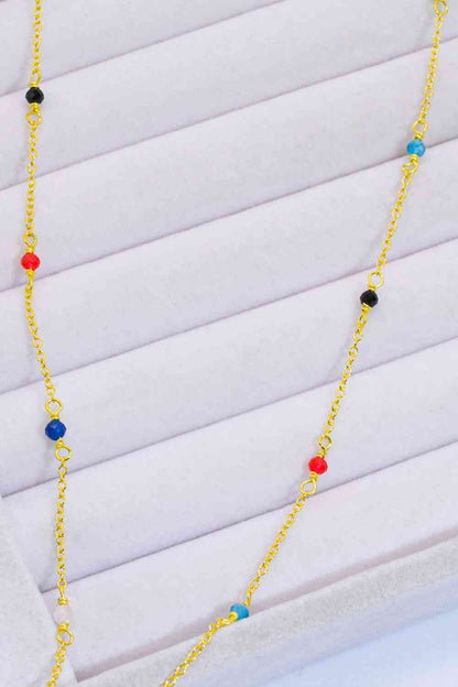 Collier de perles multicolores plaqué or 18 carats