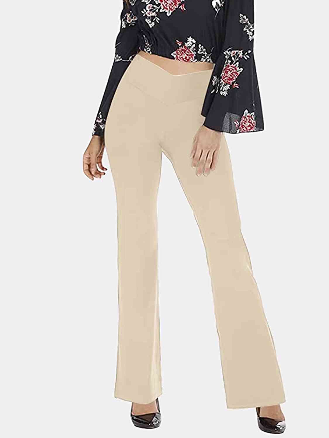 Pantalon long bootcut à taille en V