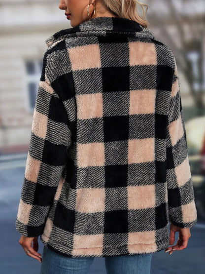 Veste à col boutonné à carreaux