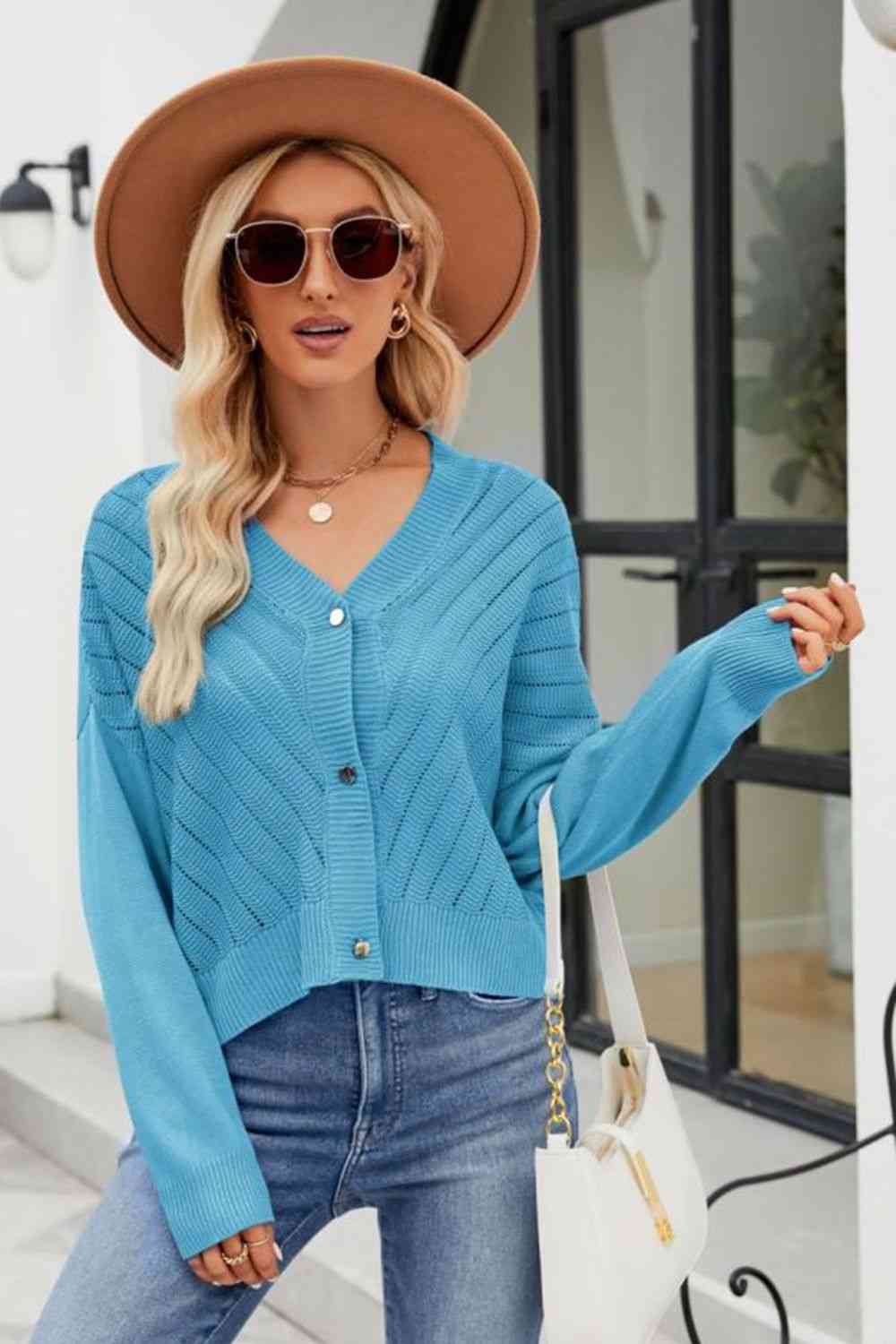 Cardigan boutonné à col en V